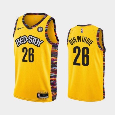 Brooklyn Brooklyn Nets #26 Spencer Dinwiddie Men's Nike Yellow 2019-20 City Edition NBA Jersey Men's